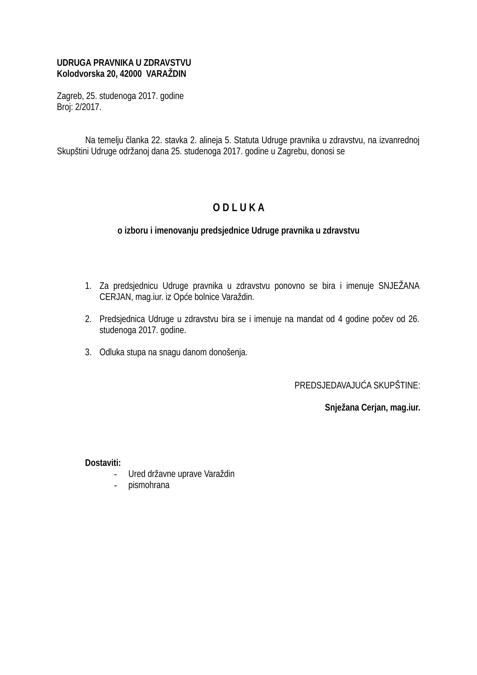 2017 Odluka o izboru predsjednika 1