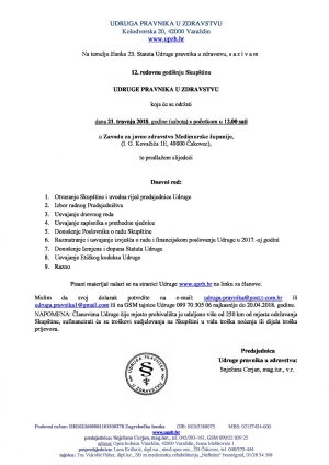 POZIV za 12. godišnju redovnu Skupštinu