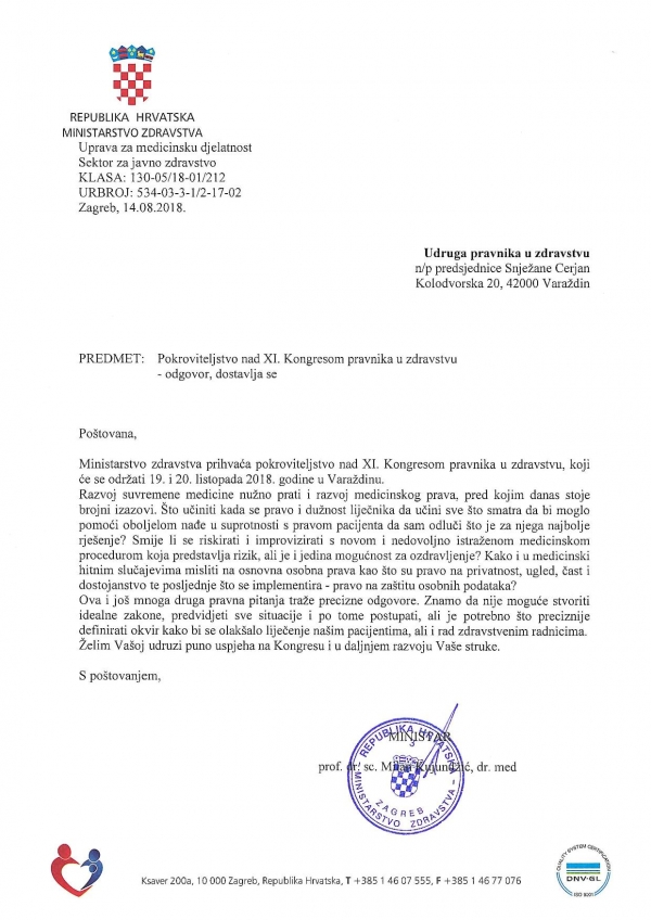 MIZ - Pokrovitelj XI. Kongresa pravnika u zdravstvu